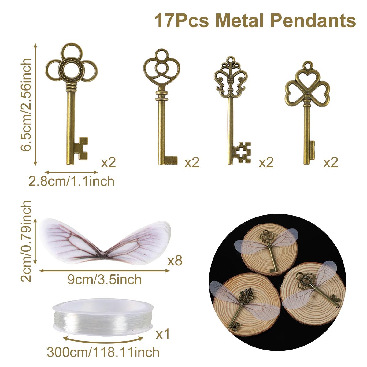 

Vintage Skeleton Keys Flying Key Charms with Dragonfly Wings DIY Realistic Effect for Room Christmas Wedding Party Decoations