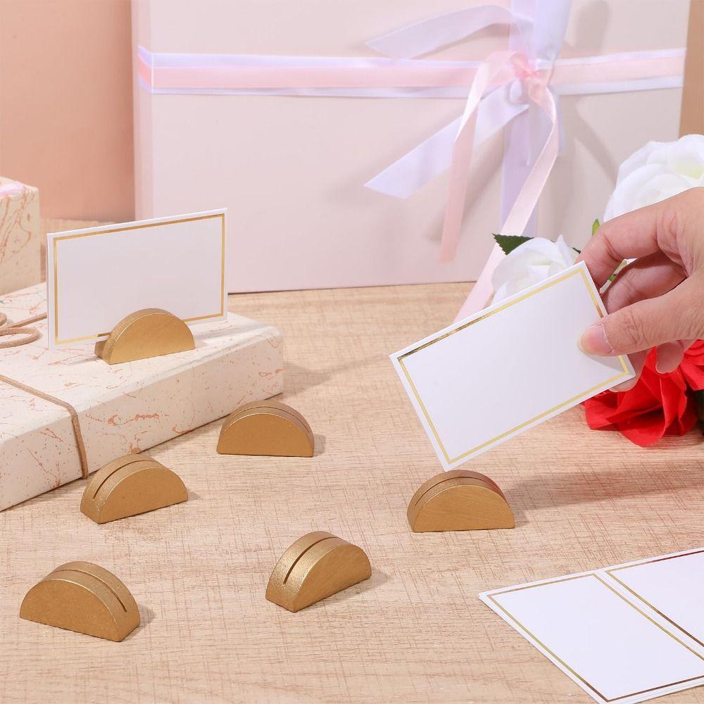 Multi-Shapes Table Number Stands Natural Pine Wood Wooden Card Holder Table Name Holder  Office Tag