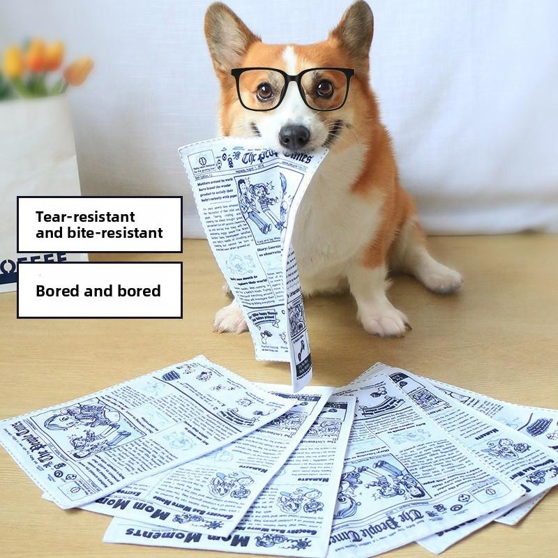 Pet Dog Sound-making Toy, Paper Newspaper Simulation Boredom Relief Tool, Grindable Teeth Grinding Corgi Teddy Puppy Interaction