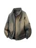 American Workwear Men's Cotton Puffer Jacket - Stand Collar, Warm, Thickened, Loose Fit, Pure Color, Autumn/Winter Outerwear.