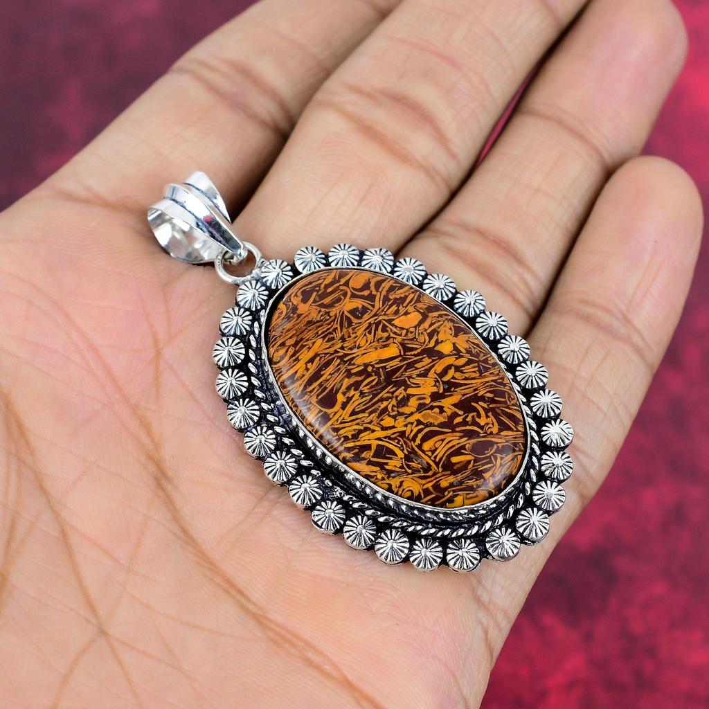 Mariam Jaspis Schmuck, 925 Massiv Sterlingsilber Anhänger Handgefertigter Edelsteinschmuck, Geschenke für Ehefrau Brandneuer Anhänger