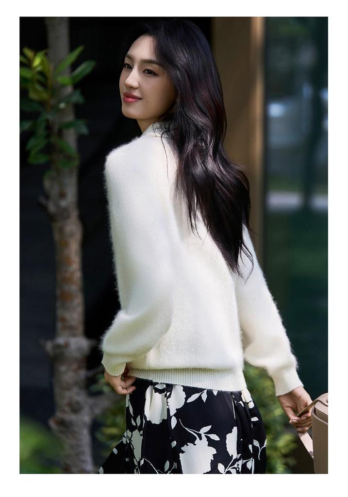 Pure Wool Lapel Knit Long Sleeve Women's Soft Brushed Base Layer for 2025 Autumn/Winter