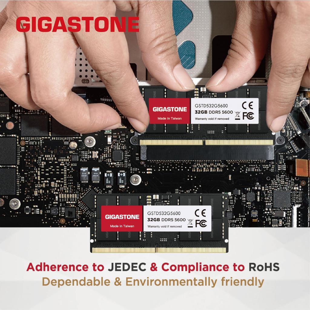 GIGASTONE 32GB x 1 DDR5 5600MHz SODIMM 262 Pin Ungepuffertes Hochleistungs-Speichermodul Upgrade für Laptops [Speicher DDR5] (32 GB-Kit) PC5-44800