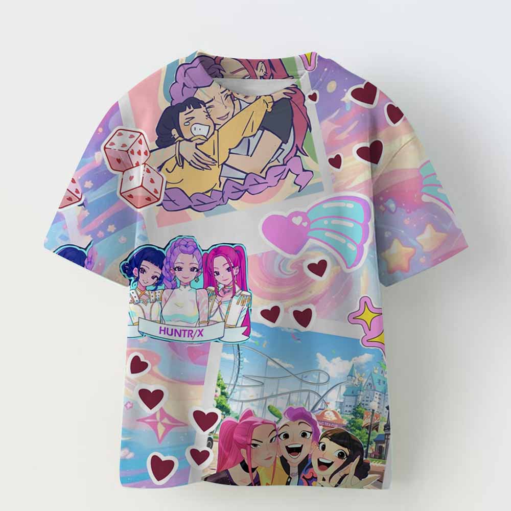 Children T-shirt for Boys Girls Fashion Anime Movie Tees Kids KPop Demon Hunters Huntrix Funny Short Sleeve T Shirt Gifts