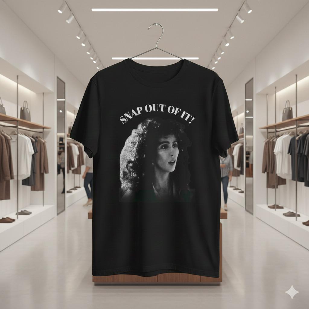 Snap Out Of It Cher Moonstruck Quote T-Shirt Black Vintage Movie Tee - T879 L