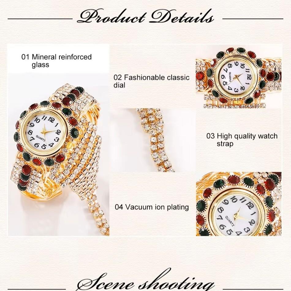 Luxury Women Bracelet Finger Hand Quartz Watch Women Diamond Rhinestone Lady Sport Red Dial Wristwatch Clock