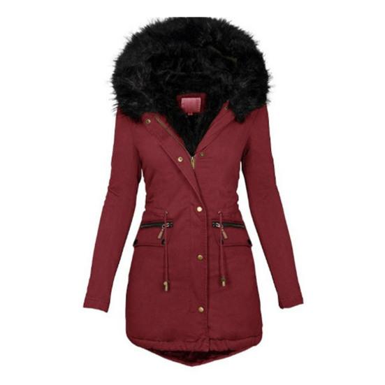 Long Winter Coat for Women Fleece Lined Warm Puffer Jacket Hooded Thicken Parka Overcoat