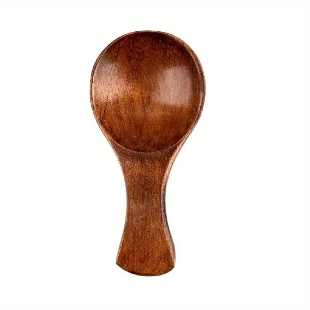 

tableware, milk powder, Gadgets,round mouth spoon, wooden 8cm small wooden spoon, household small teaspoon, teaspoon темного кольору хакі