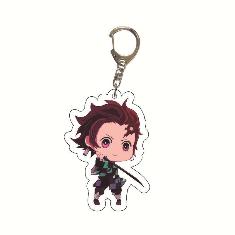 Acrylic Anime Keychain Kamado Tanjiro Nezuko Agatsuma Zenitsu Student Bag Charm Pendant Cosplay Accessories Gift