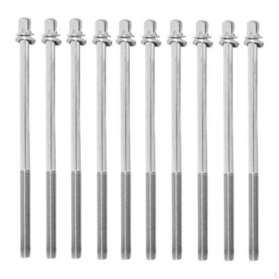 10 Pieces Bass Drum Tension Rods Replacement Tuning Screws Iron with Washers Compact Replaces DIY