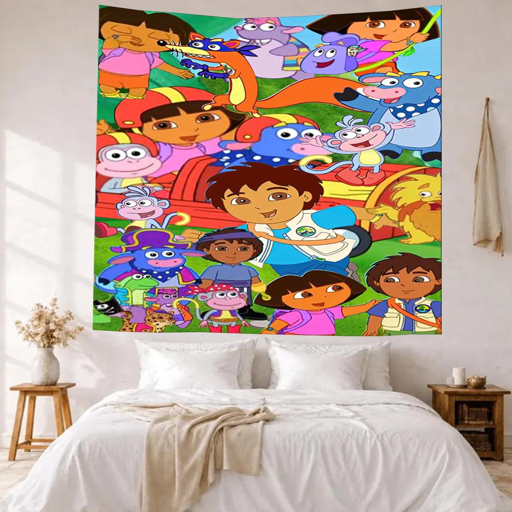 Dora Explorer Wall Decor Tapestry Art For Pet Memorial Birthdaywedding Party Backdrop Family Gift