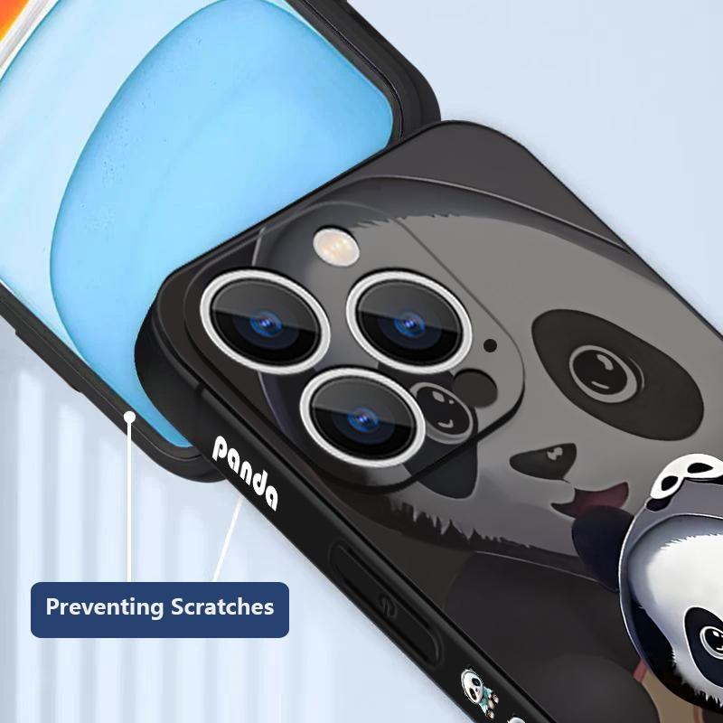 Guitar-playing Panda Lanyard Case For iPhone 17 Pro Max Soft Silicone Cover For iPhone 16 Pro Max Funda iPhone 15 14 13 12 11 16E Air