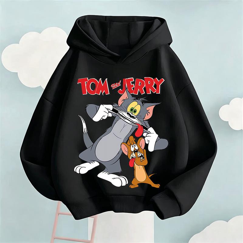 2026 New Autumn Boys Girls Hoodies Cartoon Print Children's Tom Jerry  Autumn Winter Long Sleeve Sweatshirt Cute Girls Hoodies