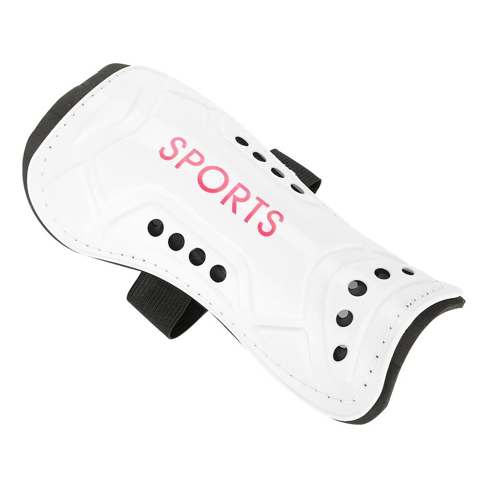 A Pair Child Football Shin Pads Training Leg Guards Safety Protector Adjustable Strap (White)