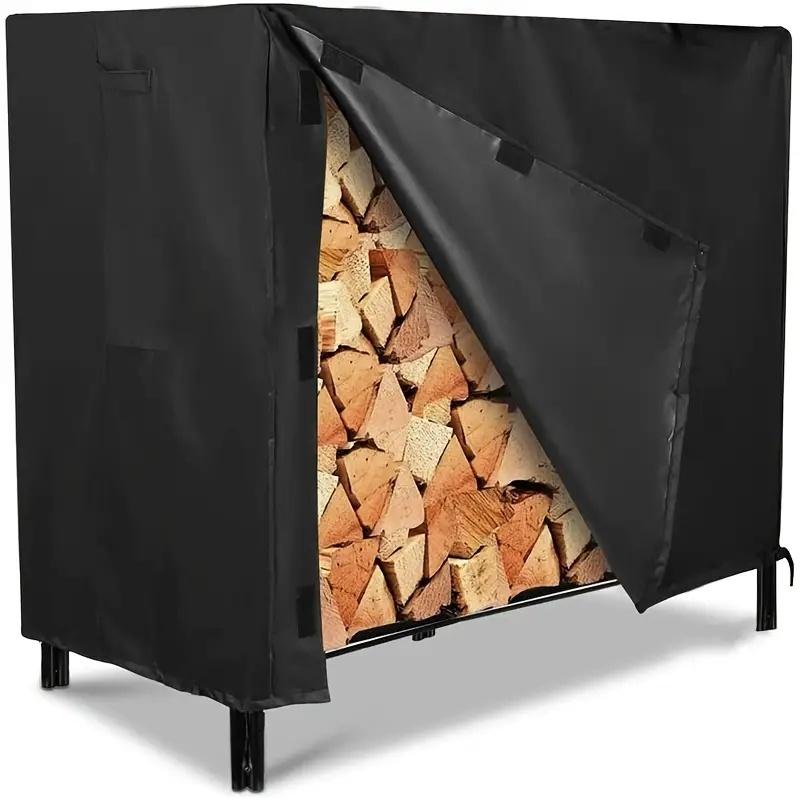 

Firewood cover Oxford thick firewood cover outdoor fireplace firewood rack cover 122x61x107cm чорний