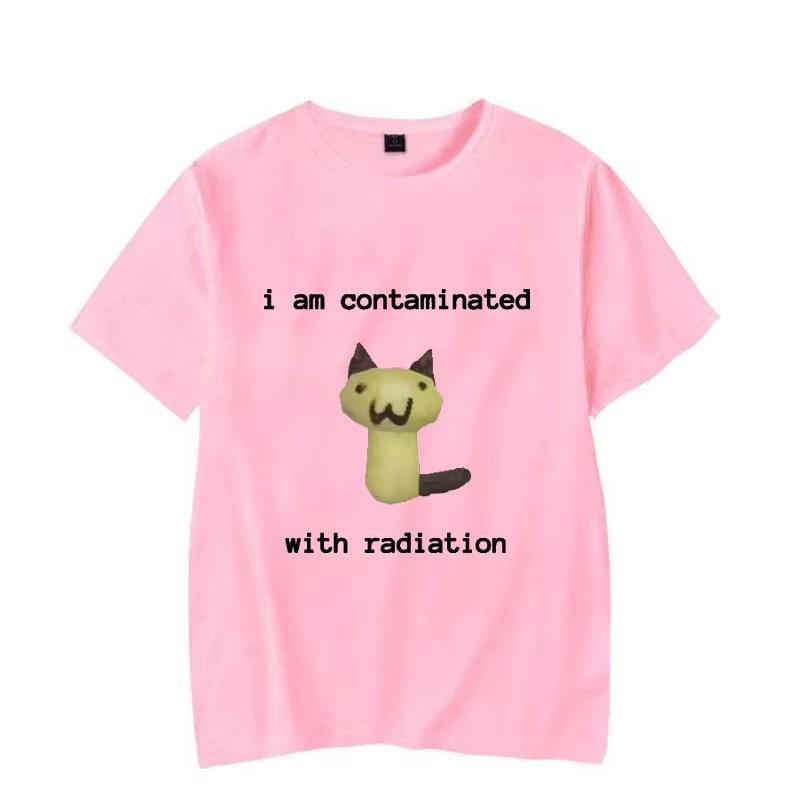 Ik Was Besmet Met Straling Grappig Kat T-shirt Korte Mouwen Unisex En Unisex Retro T-shirt Ronde Hals T-shirt