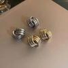 Elegant Geometric Intersecting Stud Earrings - Simple Metal Cool Style Ear Ornaments