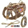 Tactical Dog Harness Collar Leash Set Military Training Pet Vest with Pouches Flags Durable Collars for Big Dogs German Shepherd