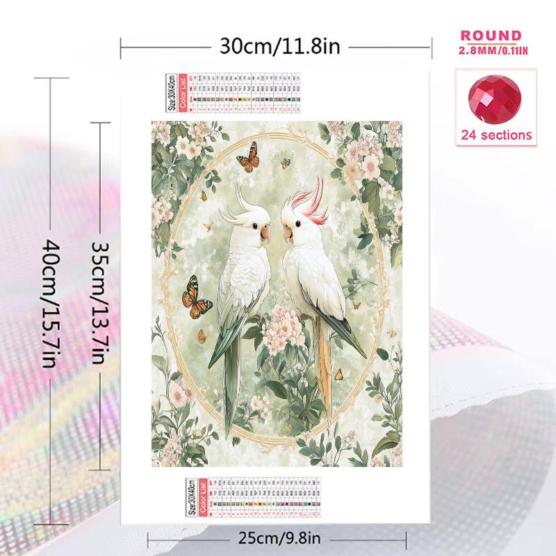 Beautiful cockatoo Pattern 3pcs 100% Round Full Drill 5D DIY Diamond Painting Embroidery Cross Stitch Rhinestone Décor