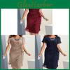 Sommer Chiffon Kleid mit Puffärmeln und Reißverschluss für Freizeitkleidung