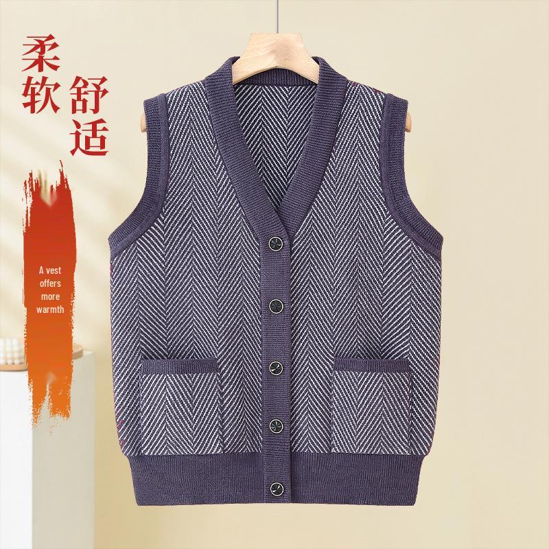 Grandma's Plus Velvet Knit Vest: Cozy Shawl for Middle-Aged and Elderly Women in Spring, Autumn, and Winter