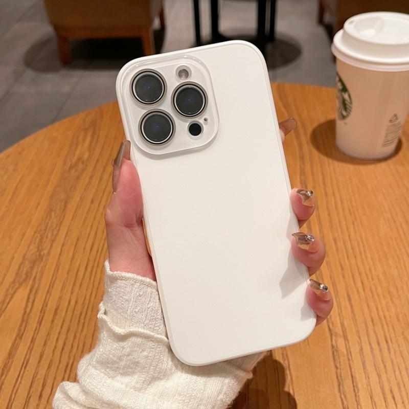 Luxury AG Matte Tempered Glass Case For iPhone 17 16 15 14 13 12 11 Pro Max Frosted Lens Protection Shockproof Soft Bumper Cover