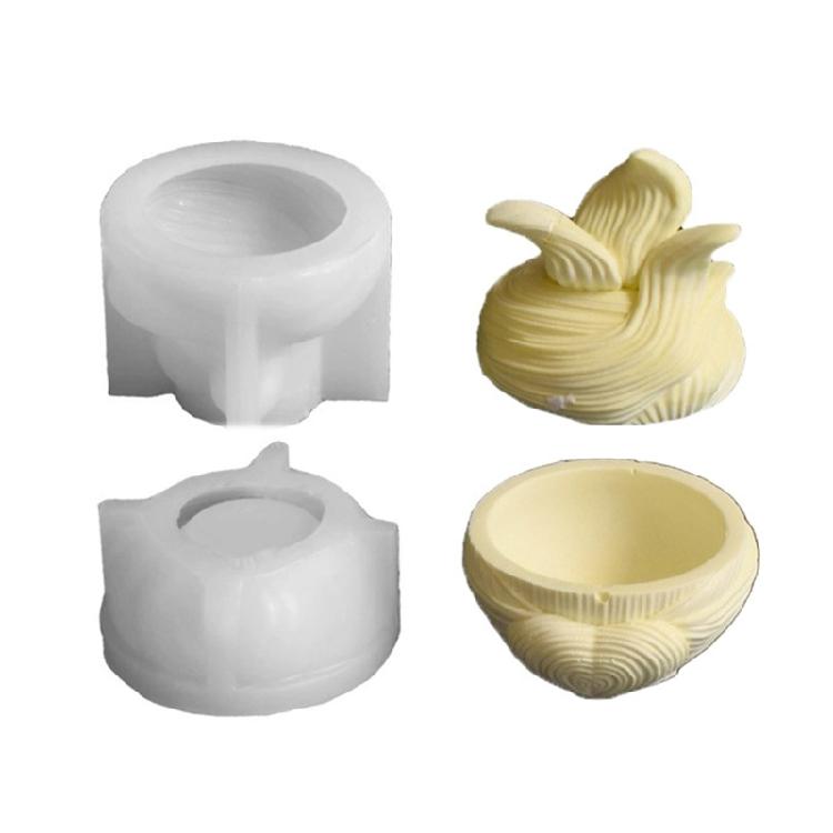 1 Set Creative Gypsum Candle Cup Mold Rotating Stripe Pattern Silicone Mold Jewelry Case Gypsum Storage Box Mold 1