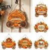 Thanksgiving Door Hanging Ornament Front Sign, Pumpkin Turkey Pattern Hanger, Autumn Decorative Wooden Plaque Harvest Wall for Farmhouse Porch