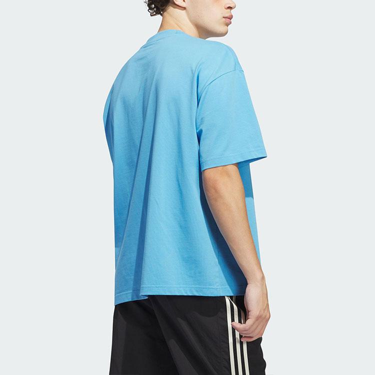 Adidas Originals Basketball Classic Print Logo Tee Unisex Tops Blue IR6382