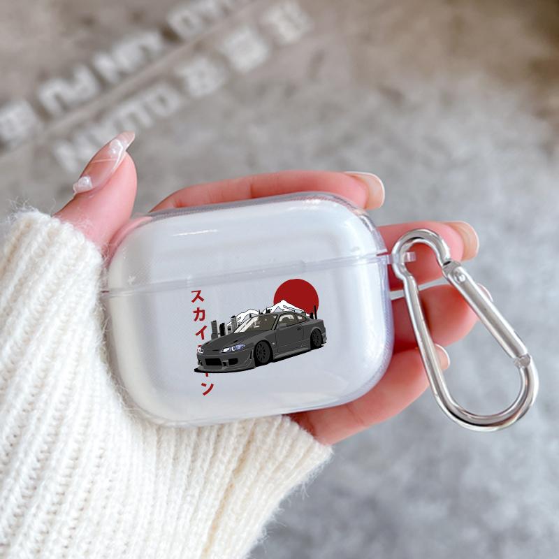 JDM Drift Sports Car Soft Case For Apple Airpods 1 or 2 Shockproof Cover For AirPods 3 Pro Pro2 Transparent Earphone Protector Airpods 1 2