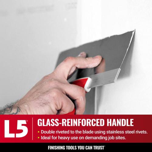 LEVEL5 20cm (8 inch) Soft Grip Stainless Steel Taping Knife, Professional Grade, Metal, Hammer End, 5-134