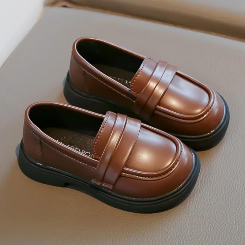 Children's Leather Shoes Spring Autumn Fashion Princess Shoes for Girls Casual Simple Style Versatile Kids School Black Loafers