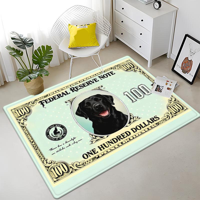 Dollar Pet Cats and Dogs Carpet Creative Currency Design Floor Mat for Living Room Rug Entrance Foyer with Money Pattern Decor