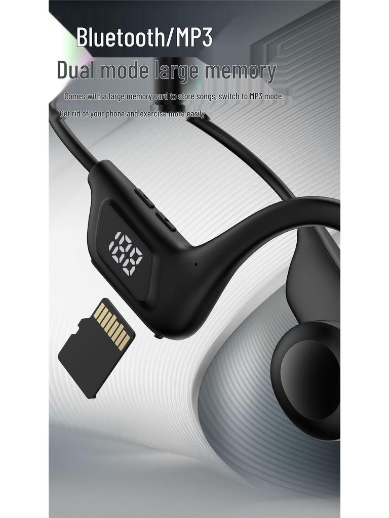 Wireless Bone Conduction Ear-hook Headphones with 3D Stereo, Noise Reduction, and Long Battery Life