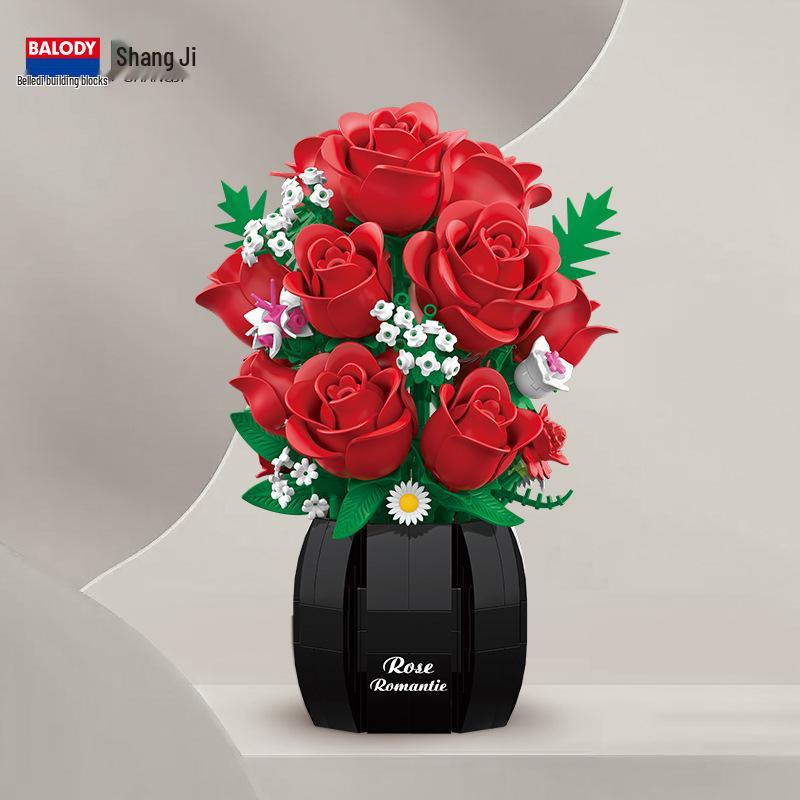 BeleDi Mini Romantic Rose Building Blocks Toy for Girls Standard Size