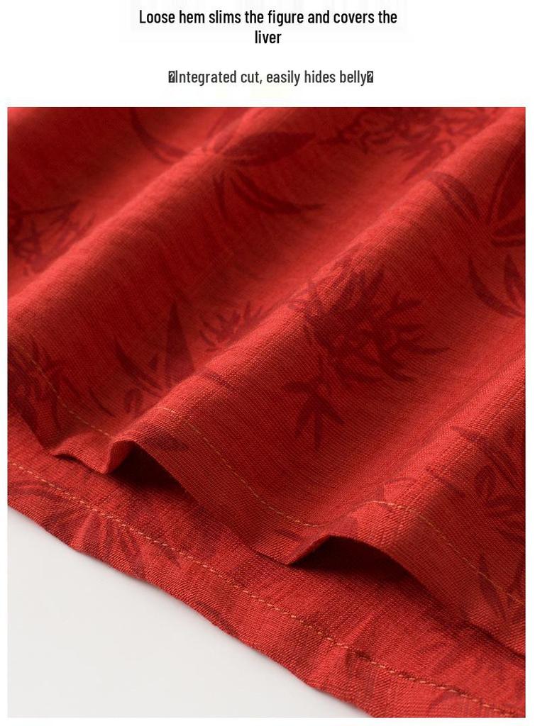 Women's Silk & Linen Embroidered Two-Piece Set: Short-Sleeve T-Shirt & Pants, Summer 2026 New Style for Middle-Aged Moms