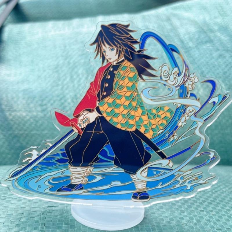 Acrylic Ornaments Tomioka Giyuu Anime Action Figure Toy Car Desktop Decoration Models Birthday Gifts for Anime Fans