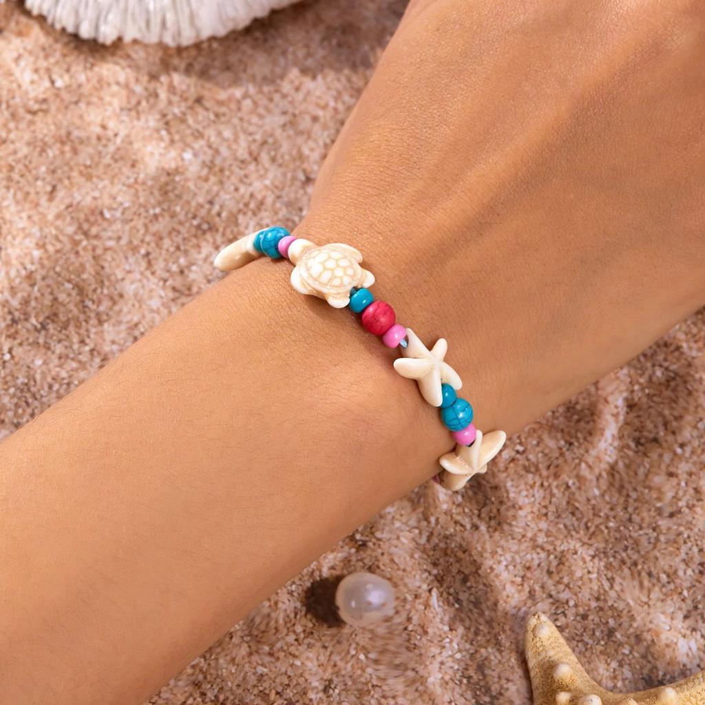 Simple Handmade Braided Shell Bracelets for Women Bohemian Starfish Turtle Adjustable Bracelets Friendship Beach Holiday Jewelry