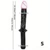 Extra Long Anal Plug Dildo with Shank G-Spot Stimulator Black Penis with Handle Vagina Massage Butt Plug Sex Toys for Women Men