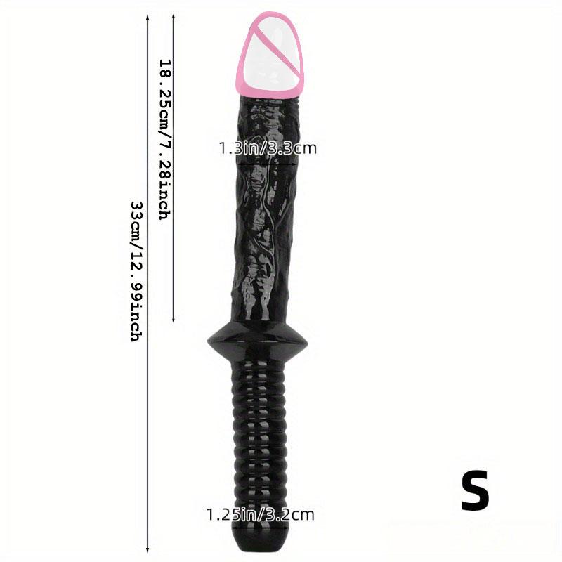 Extra Long Anal Plug Dildo with Shank G-Spot Stimulator Black Penis with Handle Vagina Massage Butt Plug Sex Toys for Women Men