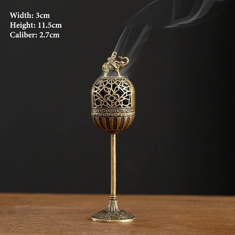 Vintage Alloy Incense Burner Stick Holder Three Legged Hollow Out Mini Sandalwood Censer Incense Burner Home Decoration