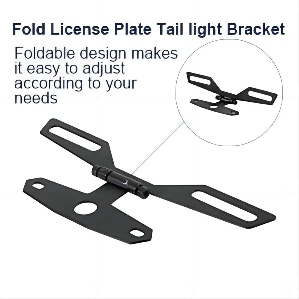 Adjustable Motorcycle License Plate Mount Holder Bracket- Universal Fold License Plate Tail Light Holder