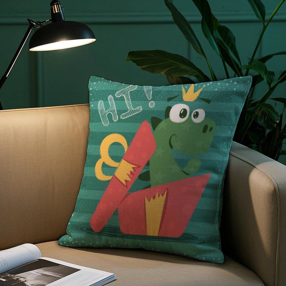 Cute Cartoon Dinosaur Pillow Case Plush Fabric Soft Pillowcase Double Sided Print Sofa Cushion Cover Throw