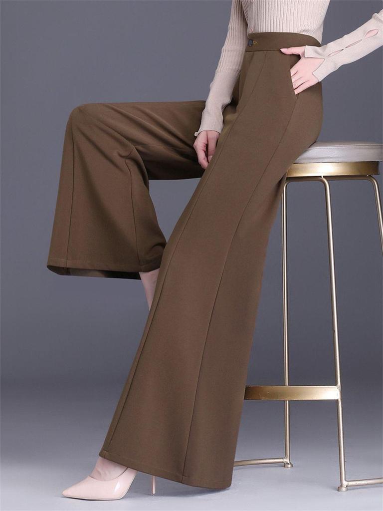 High-Waisted Wide-Leg Flare Culottes for Petite - Solid Color, Loose Drape Style