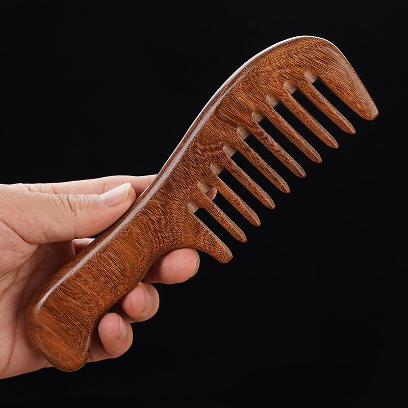 Natural Sandalwood Hair Comb Wide Tooth Wooden Anti Static Scalp Massager for Curly Straight Hair Detangling Home Travel Gift