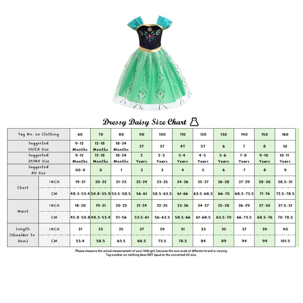Dressy Daisy Birthday Snow Princess Green Coronation Halloween and Christmas Ages Includes Heart Magic and Pendant Kids' Gown, Costume, 18-24 Months,