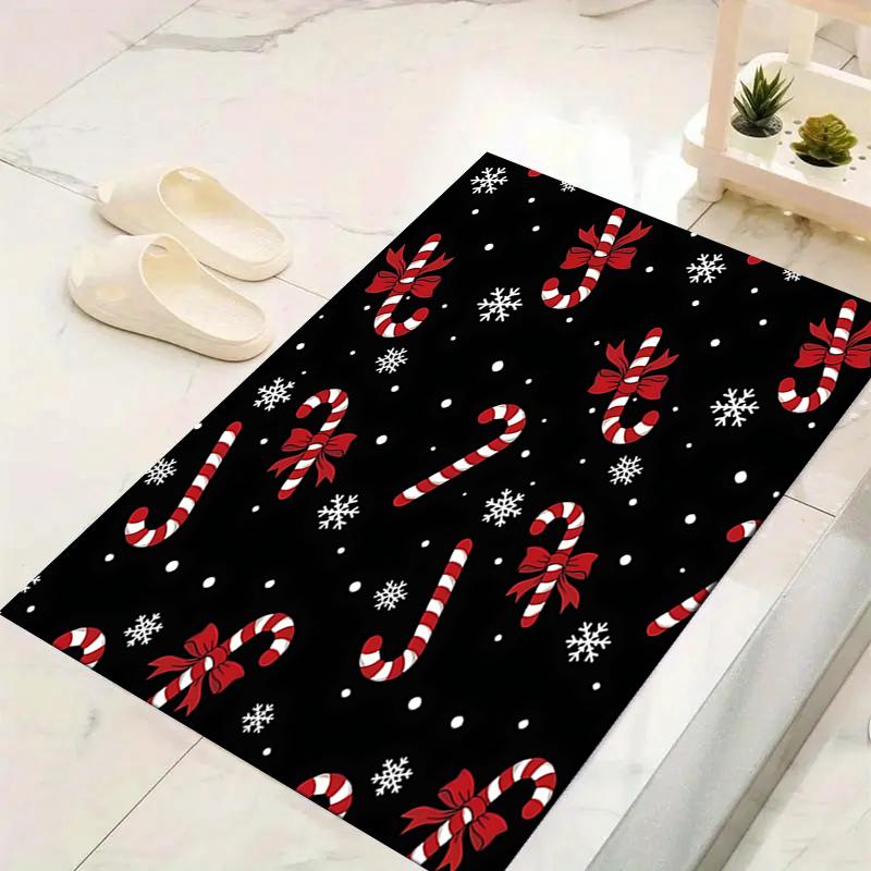 1Pc Christmas Candy Canes Rug Office Carpet Indoor Outdoor Doormat Nonslip Soft And Comfortable Living Room Christmas Halloween Gift D91841