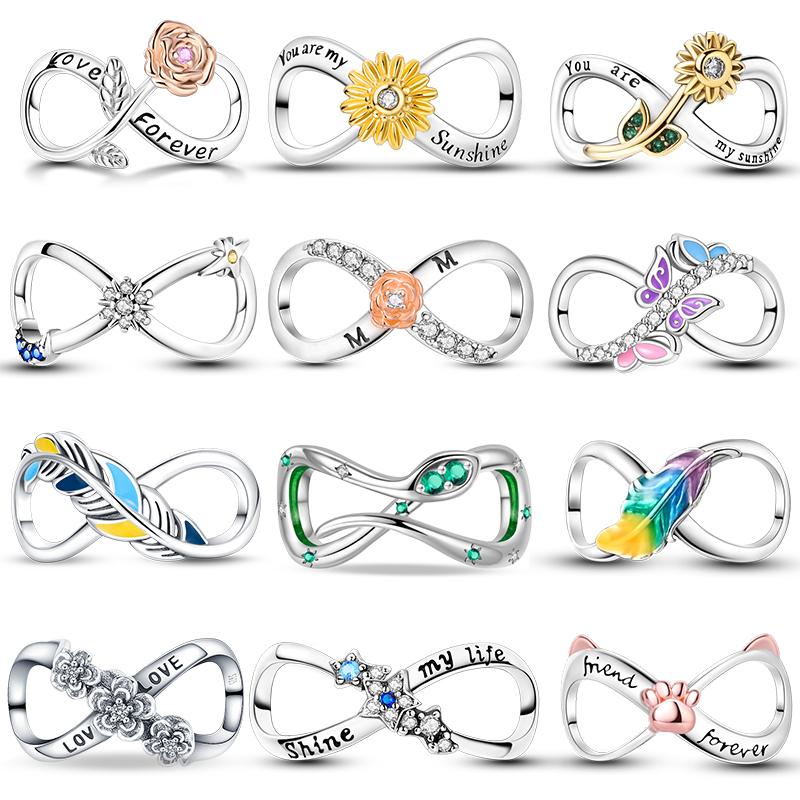 Classic Copper Butterfly Sunflower Feather Star Moon Eternal Infinity Charms Beads Fit 3Mm Bracelet Diy Jewelry