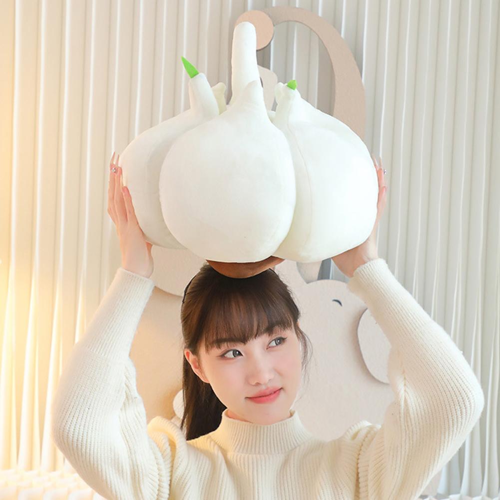 Garlic Plush Pillow, 15.7 Inch Garlic Plush Toy, Vegetable Stuffed Pillow For Home Living Room Bedroom Decor, Soft Pillow Toy For Boys Girls Kids