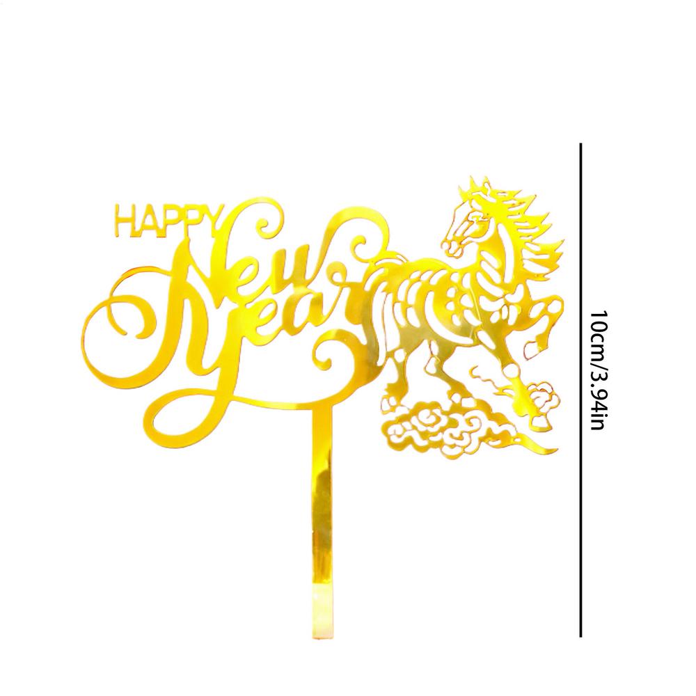 2026 Happy New Year Party Cake Toppers Gold Acrylic Merry Christmas Cake Topper For New Year's Eve Dessert Decorations 1PC